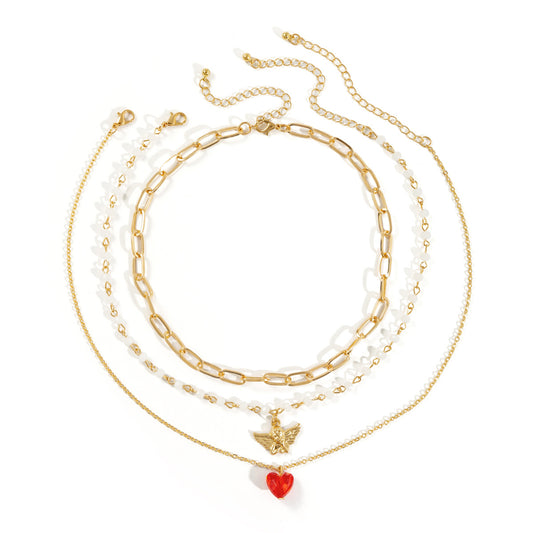 Heavenly Angel Heart Necklace Embellished with Crystal Details