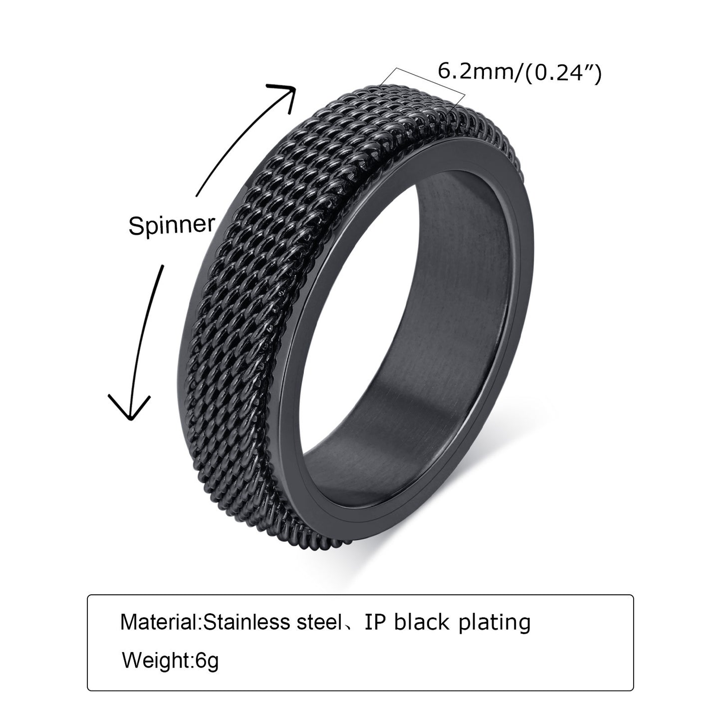 Men's Titanium Steel Ring Stainless Steel Mesh Rotary Ring