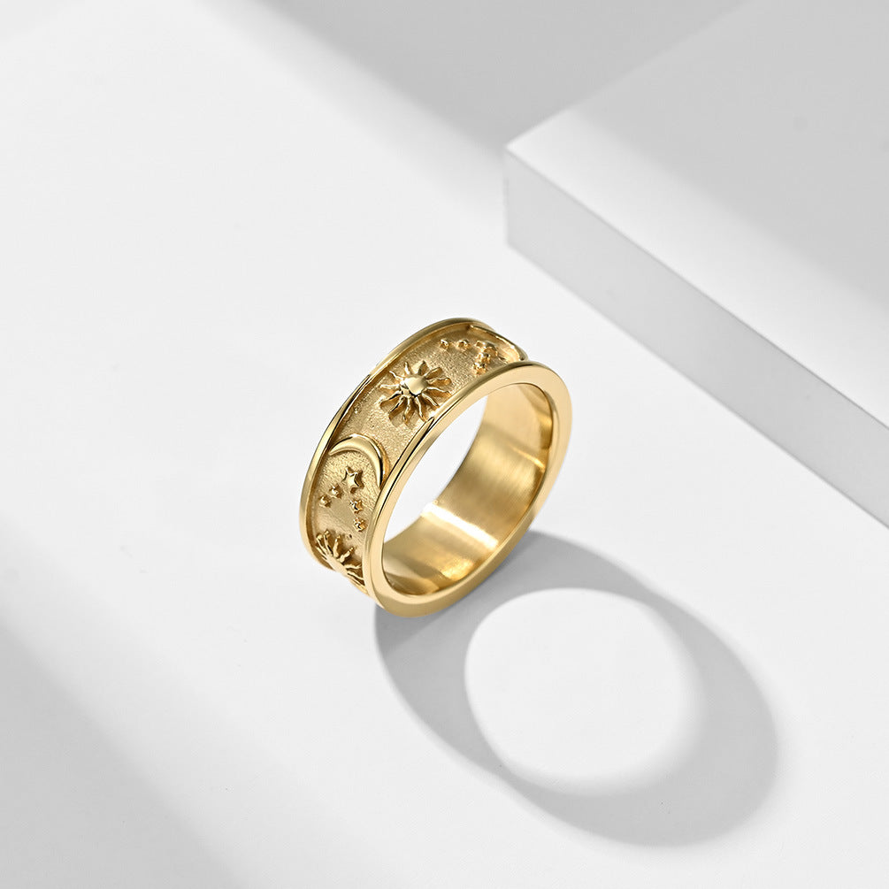 Steel Ring – Statement Bohemian Star Moon Sun Design For Men And Women Planderful Everyday Genie Collection