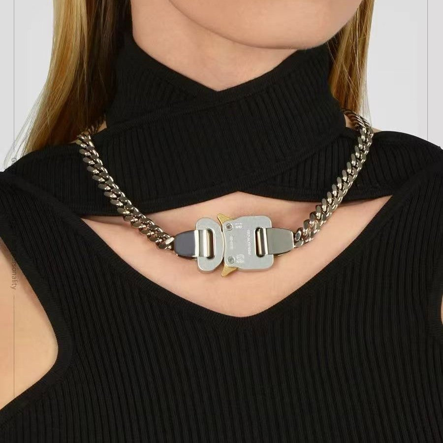 Planderful Jewelry Steel Lock Chain Necklace For Men Hip Hop Street Style Premium