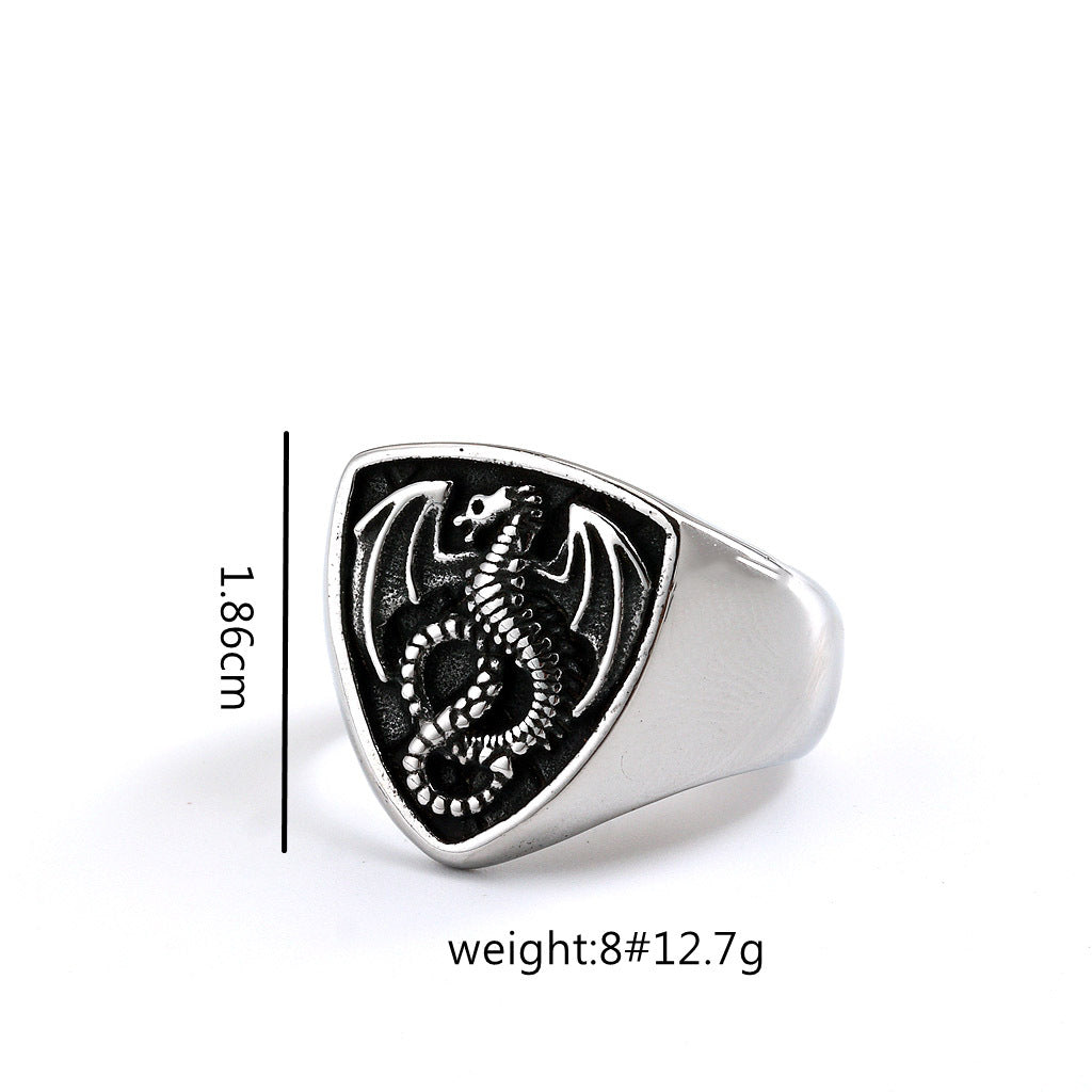 Vintage Dragon Stainless Steel Men's Ring