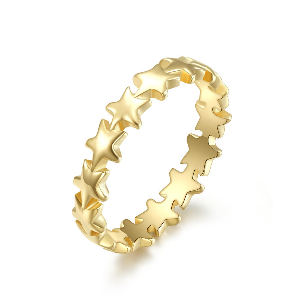 Planderful Titanium Steel Five-Point Star Ring For Women Stackable Light Luxury Jewelry