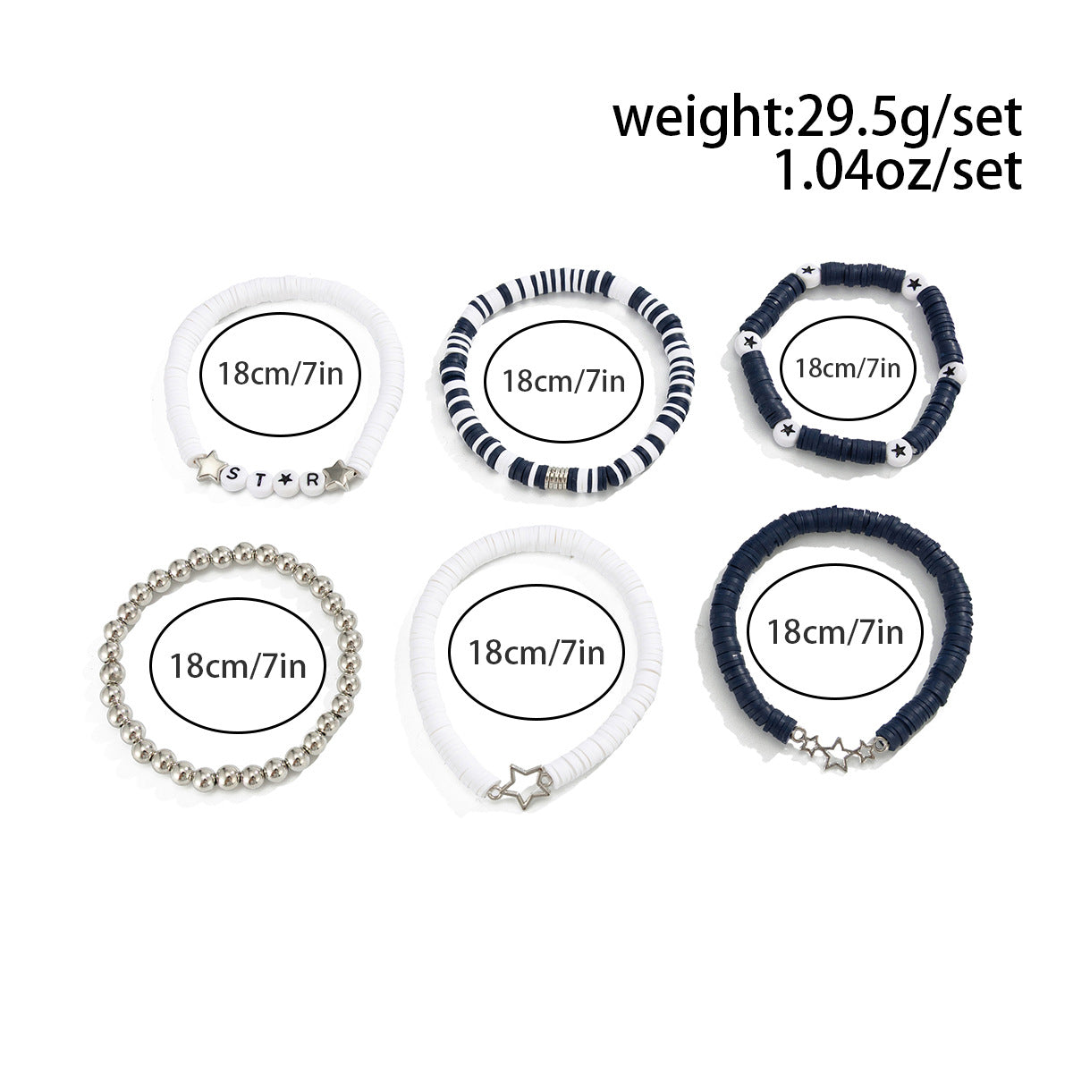 Planderful Vienna Verve Friendship Star Bracelet Set Stacking Elastic Beaded Jewelry For Women