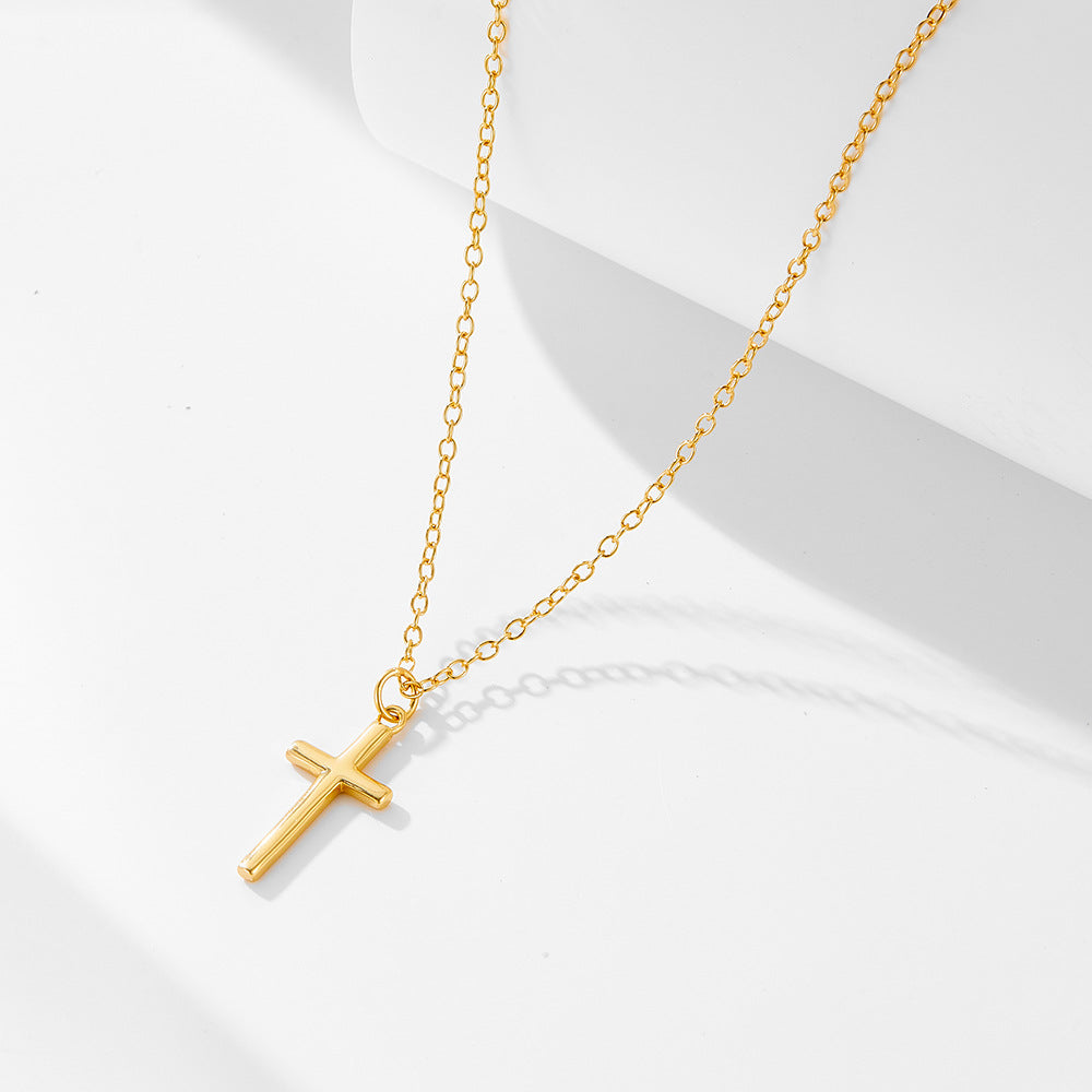 Glossy Three-Dimensional Cross Sterling Silver Necklace