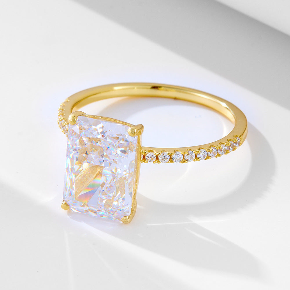 S925 Sterling Silver Ice Flower Cut 5a Zircon Ring High-Quality Wedding
