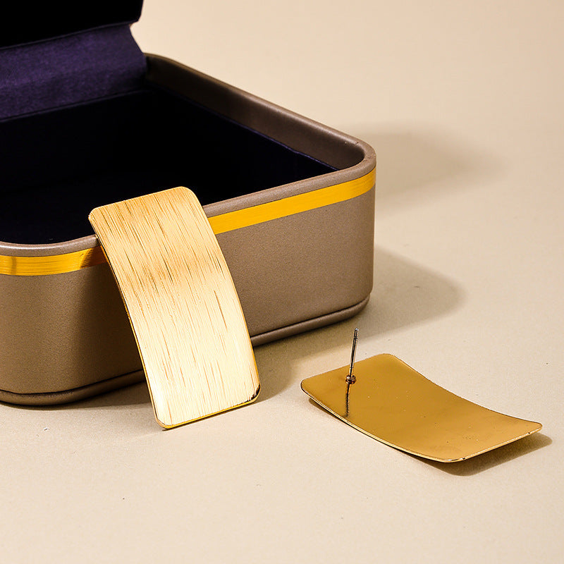 Exaggerated Metal Textured Geometric Earrings - Vienna Verve Collection