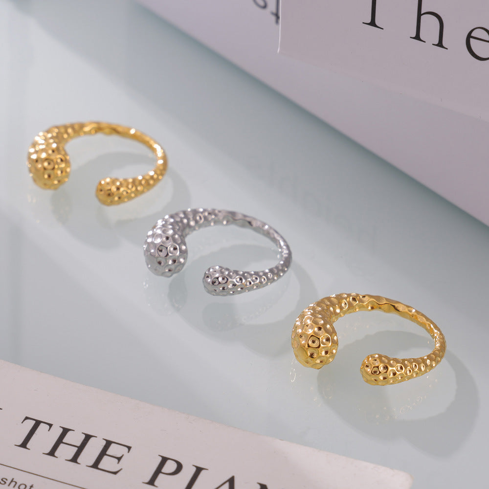 Golden Retro Hammer Ring - Adjustable Geometric Style