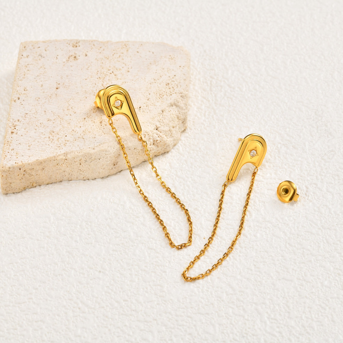 Gold-Tone Crystal Chain Drop Earrings