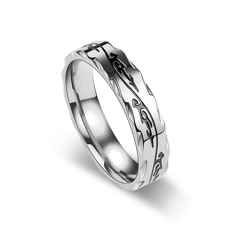Planderful Titanium Steel Mens Ring Everyday Genie For Men Light Luxury Hip Hop Style Single Index Finger