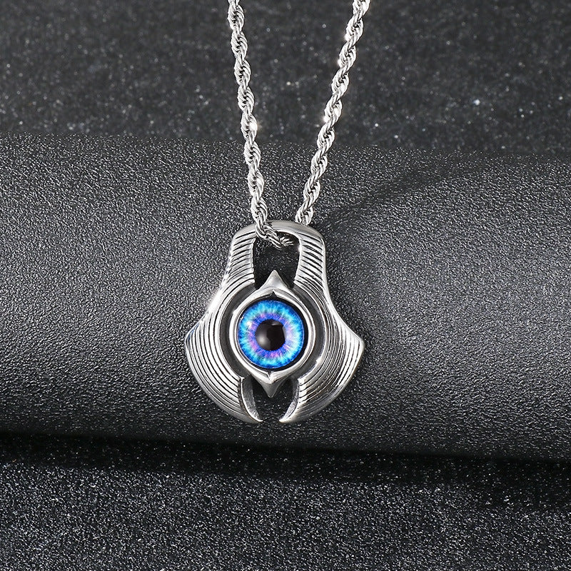 Planderful Bold Evil Eye Pendant For Men Titanium Steel
