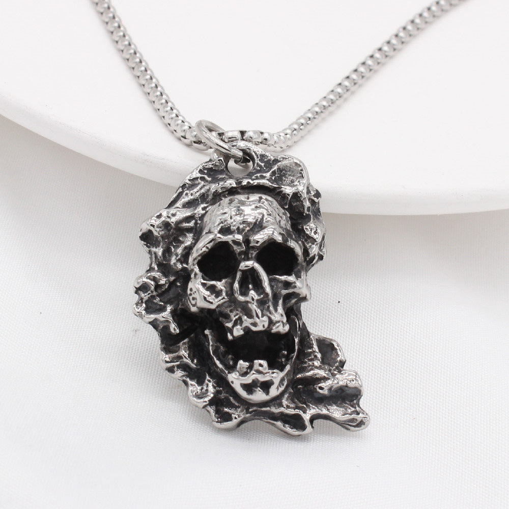 Planderful Punk Rock Skull Pendant Titanium Steel Personalized Retro European American Unisex Necklace
