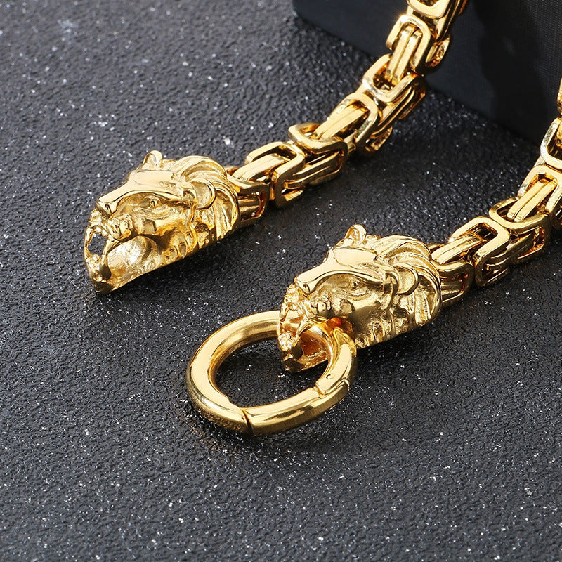 Planderful Lion Head Titanium Hip Hop Chain Bracelet For Men