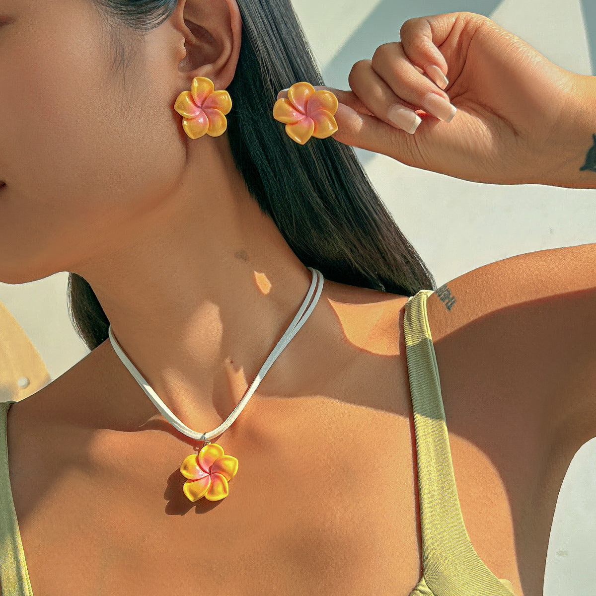 Planderful Vienna Verve Necklace and Earrings Set – Sweet Dopamine Color Floral Design