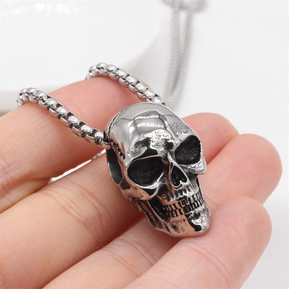 Planderful Skull Pendant Necklace Titanium Steel Unisex Versatile Hip Hop Jewelry Personalize Protection Statement