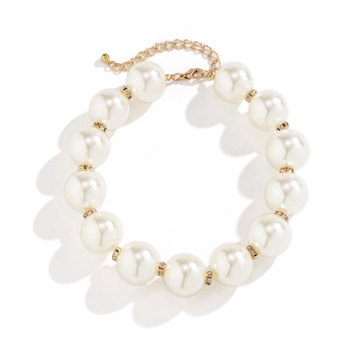Planderful Vienna Verve Beaded Metal Necklace With Imitation Pearls And Rhinestones For Women Statement Jewelry