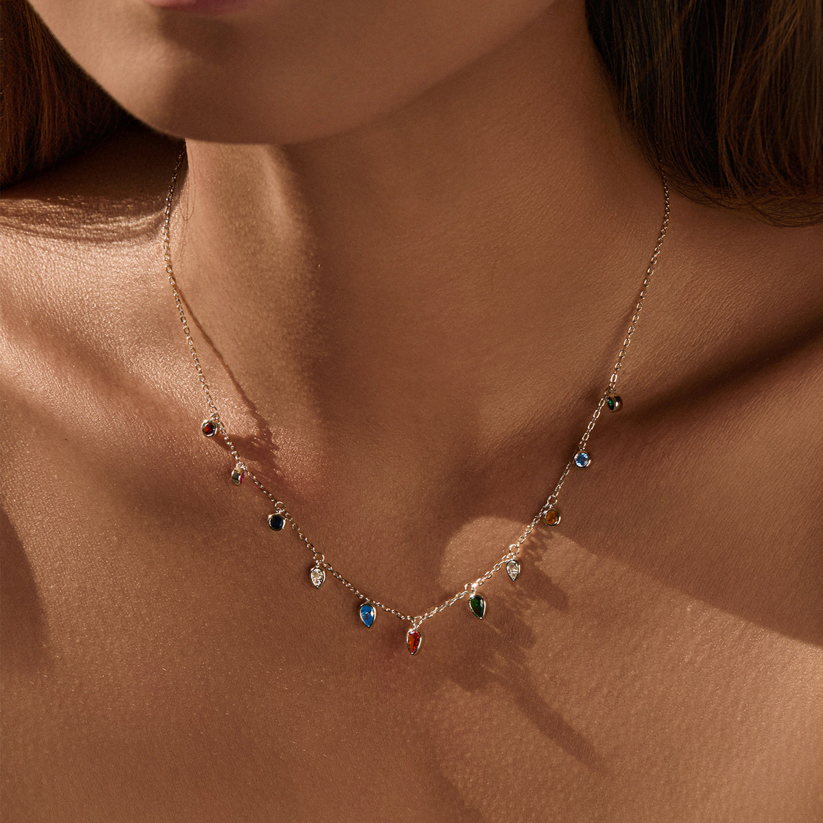925 Sterling Silver Red Zircon Necklace
