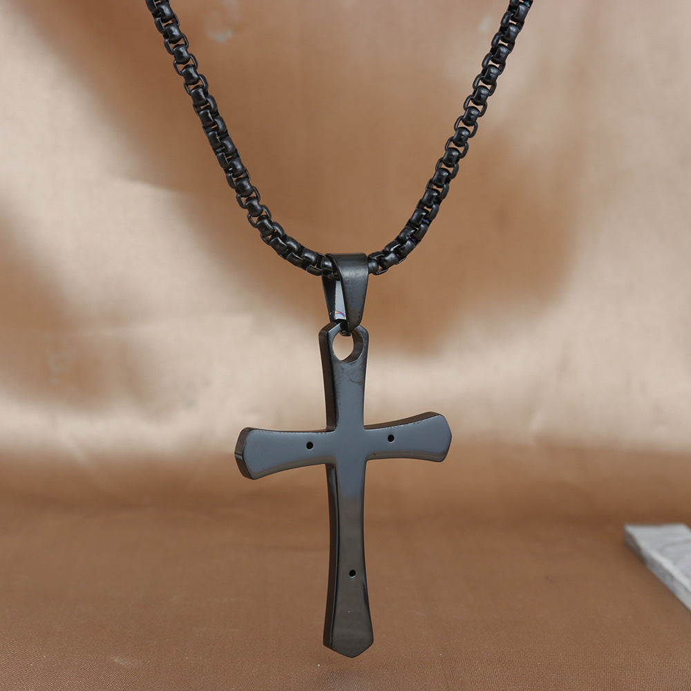 European And American Stainless Steel Cross Pendant Necklace