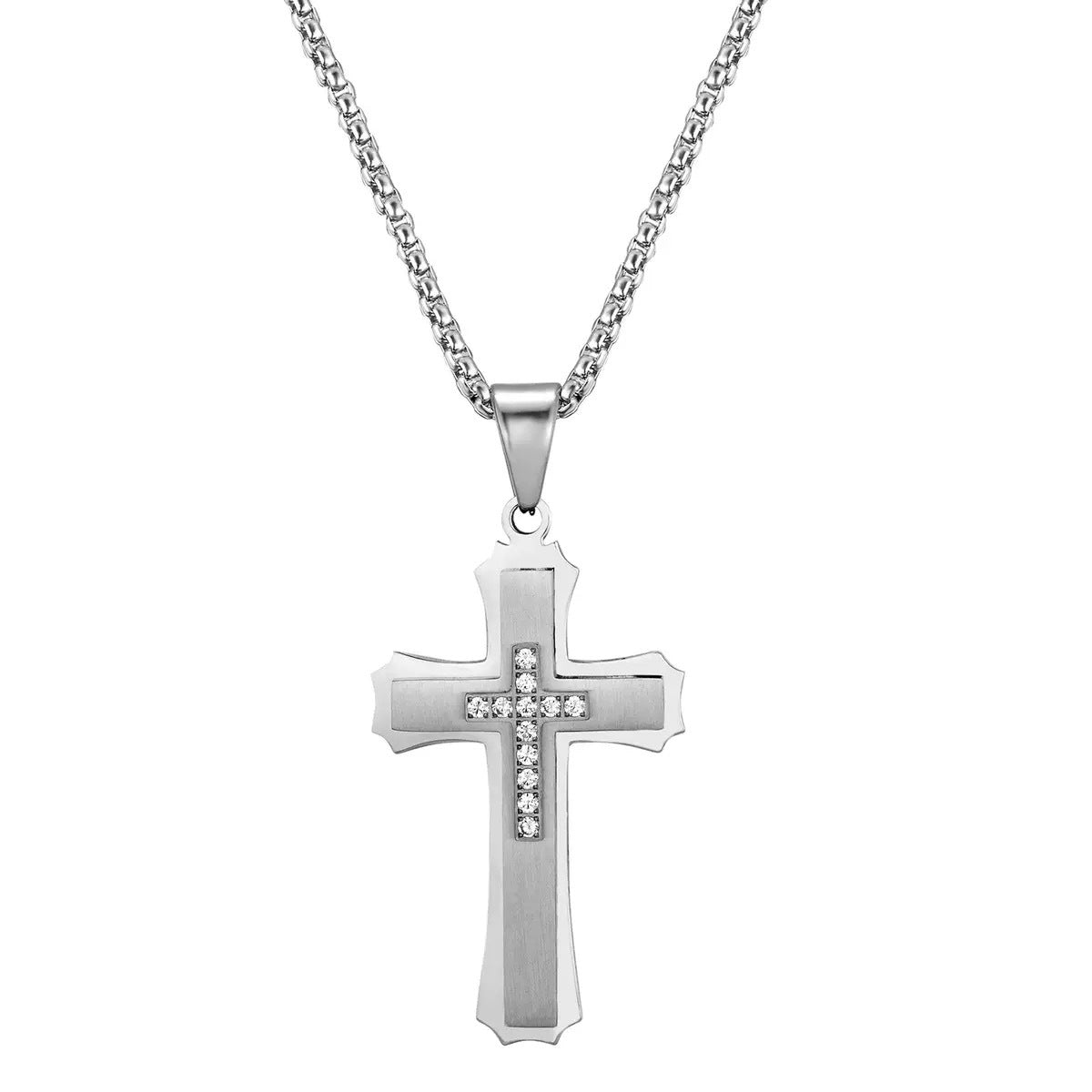 1. Planderful Stainless Steel Cross Pendant Necklace For Men Hip Hop Style Gift Worthy Jewelry