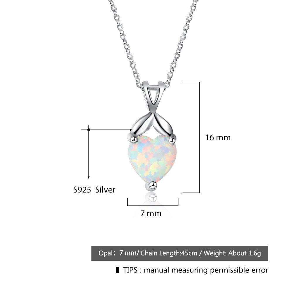 Planderful Jewelry Opal Pendant Necklace Leaf Design