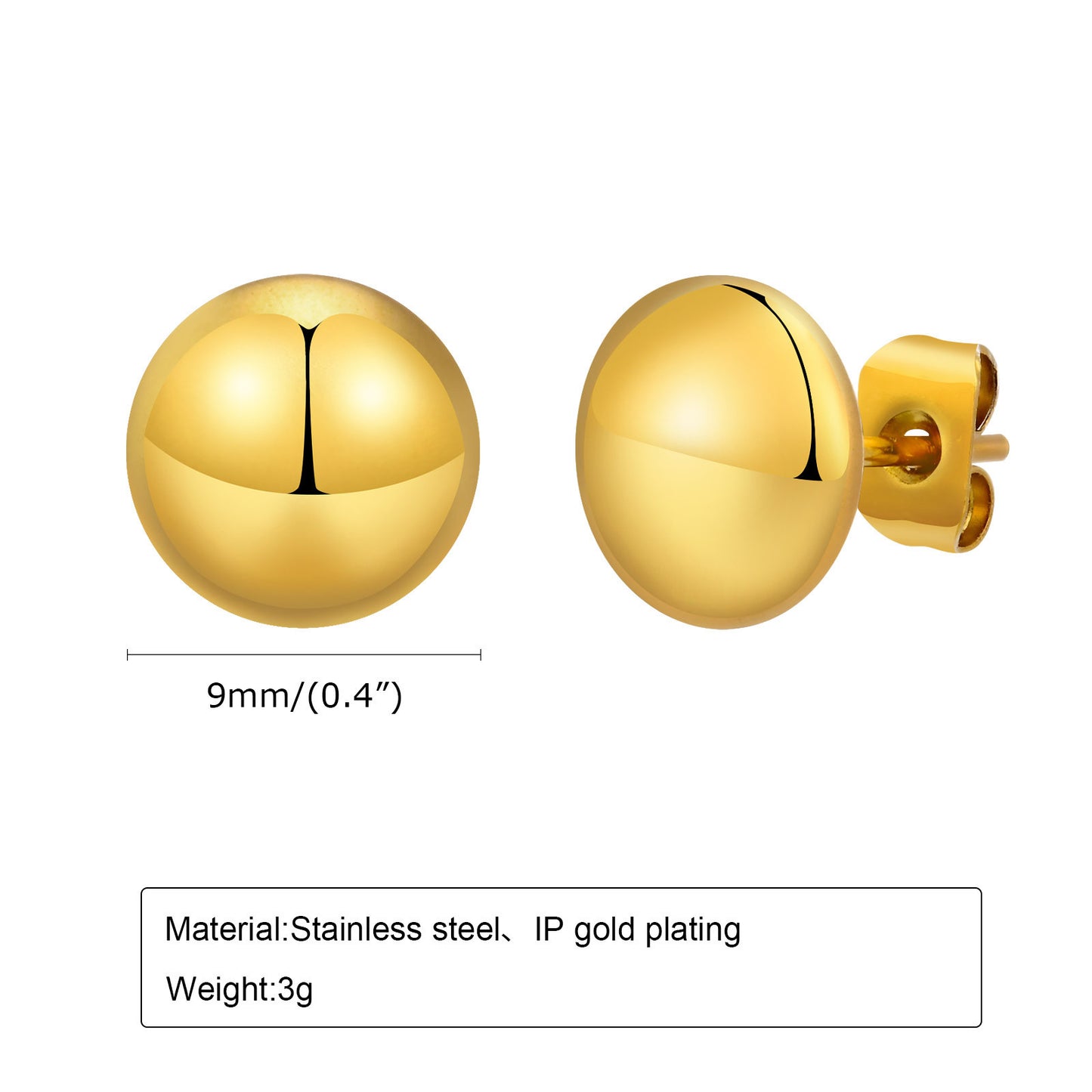 European And American Accessories Female Geometric Round Stud Earrings Golden Simplicity