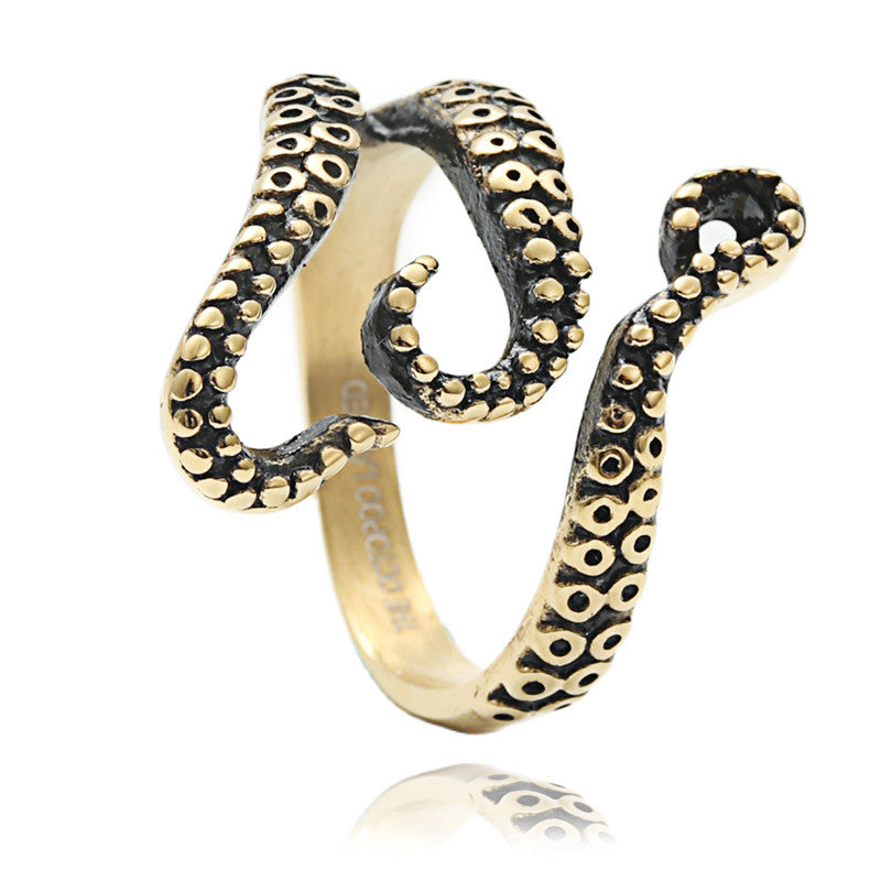 Titanium Steel Retro Squid Claw Ring for Men - Trendy Animal Jewelry Accessory