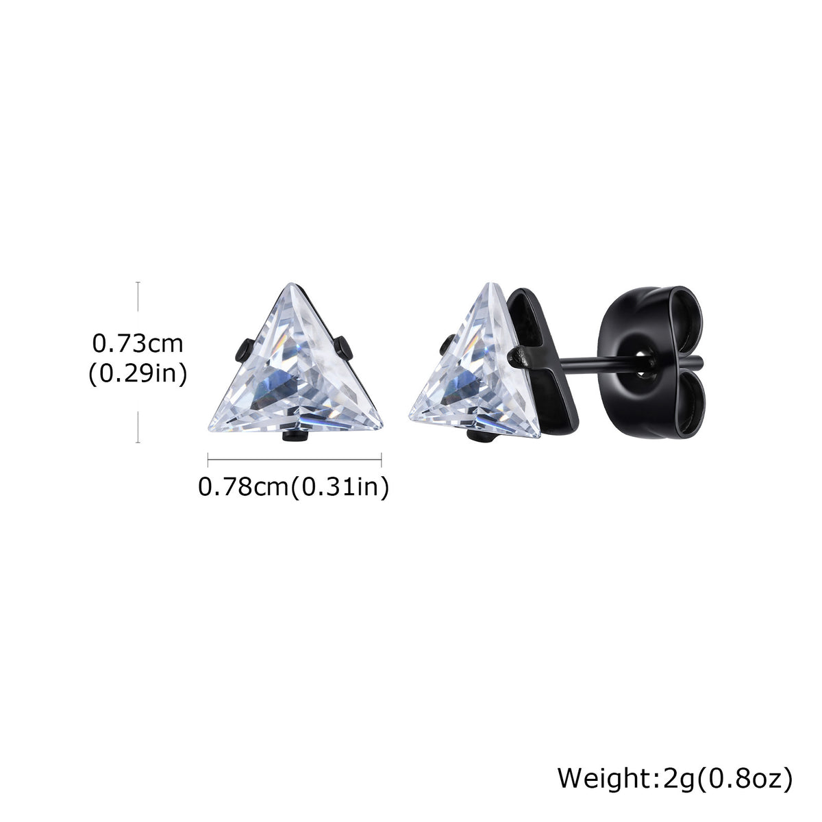 Triangle Crystal Stud Earrings — Gold or Black Pair