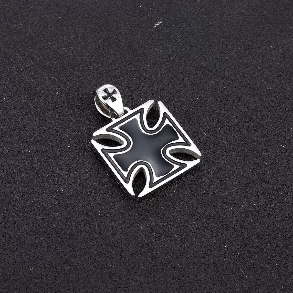 Planderful Knights Templar Necklace For Men Bold Black Epoxy