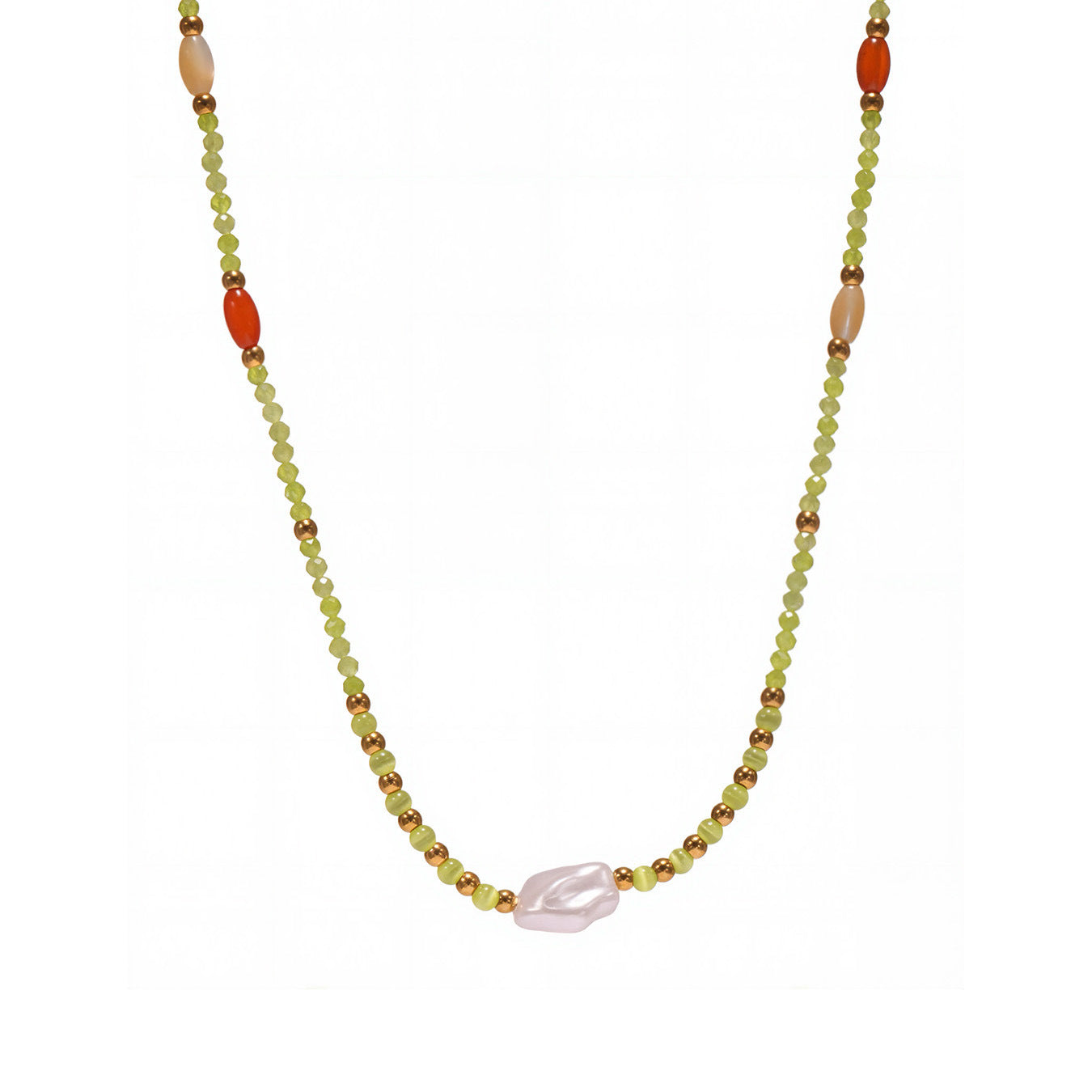 Planderful Opal Shell Beaded Collarbone Necklace For Girls
