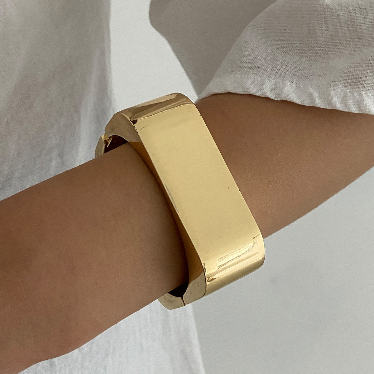 Planderful Vienna Verve Geometric Metal Opening Bracelet For Women Bold Statement Jewelry