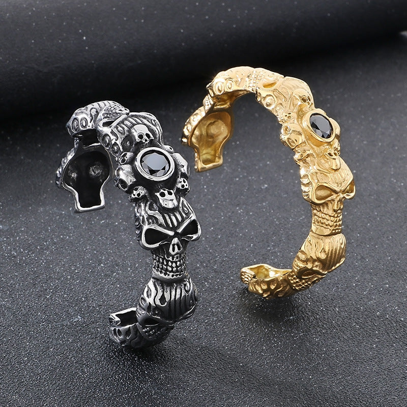 Planderful Gothic Skull Bracelet For Men Titanium Steel