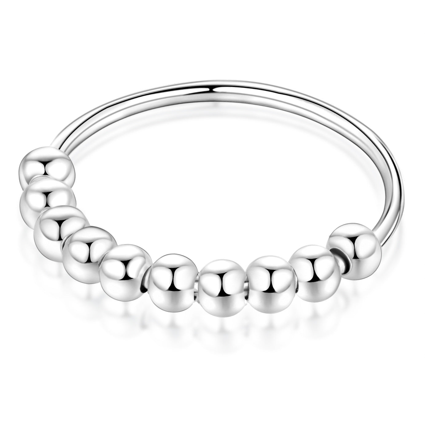 Cross-Border Silver Jewelry S990 Beaded Women's Ring Wholesale