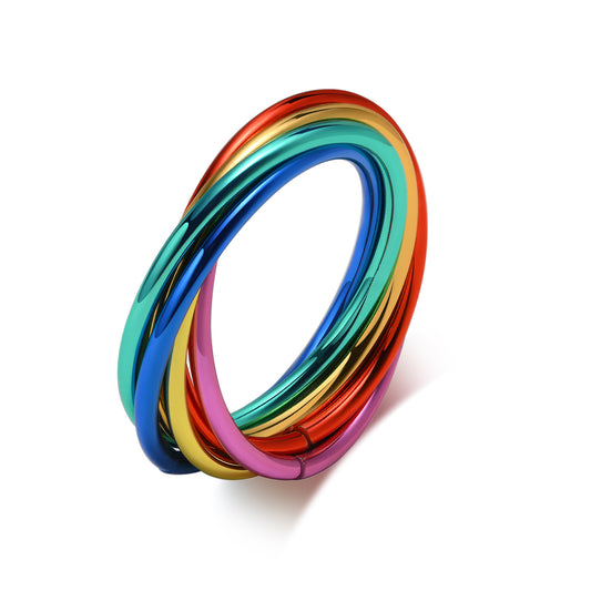 Stainless Steel 6-Ring Color Ring Unisex