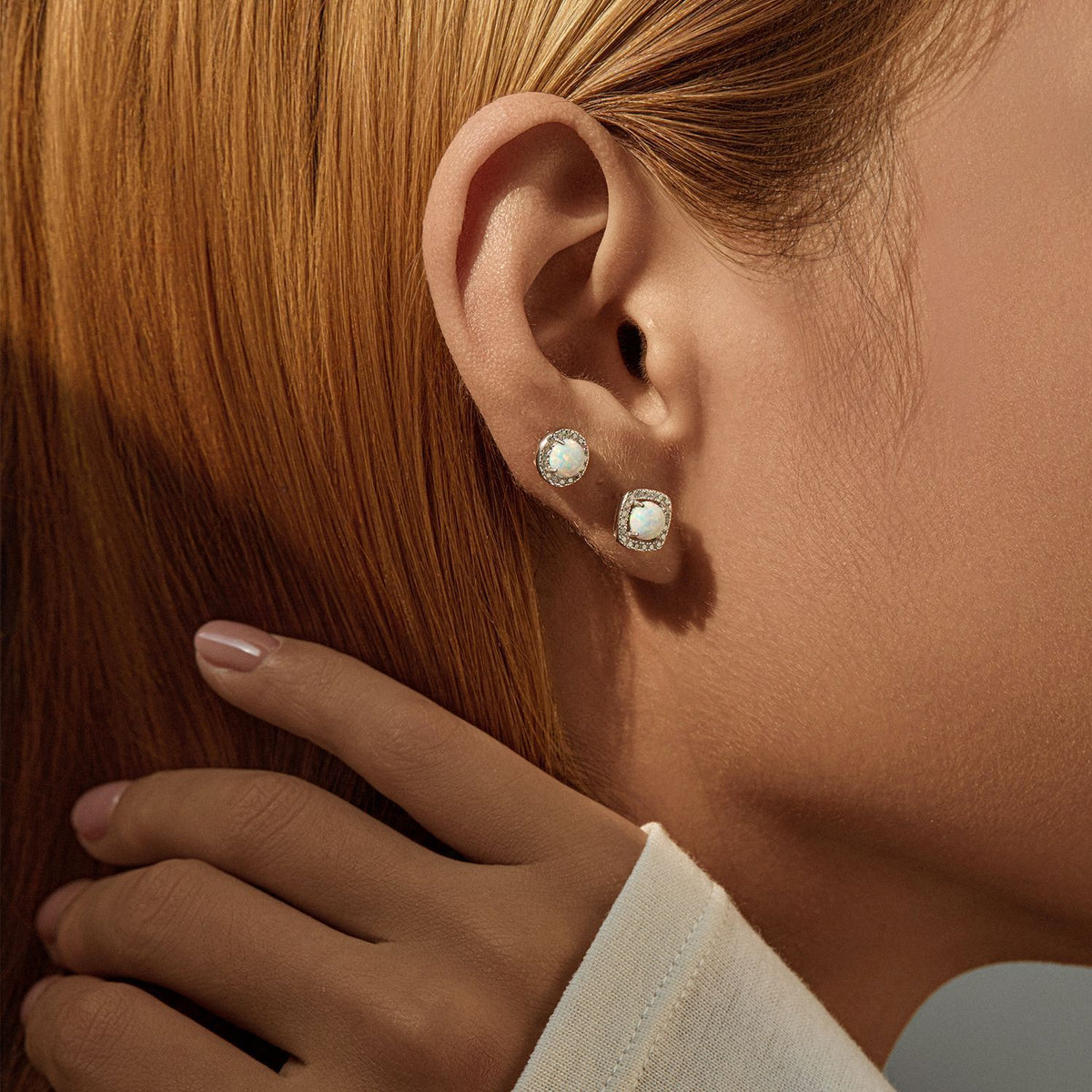 925 Sterling Silver Opal Earrings