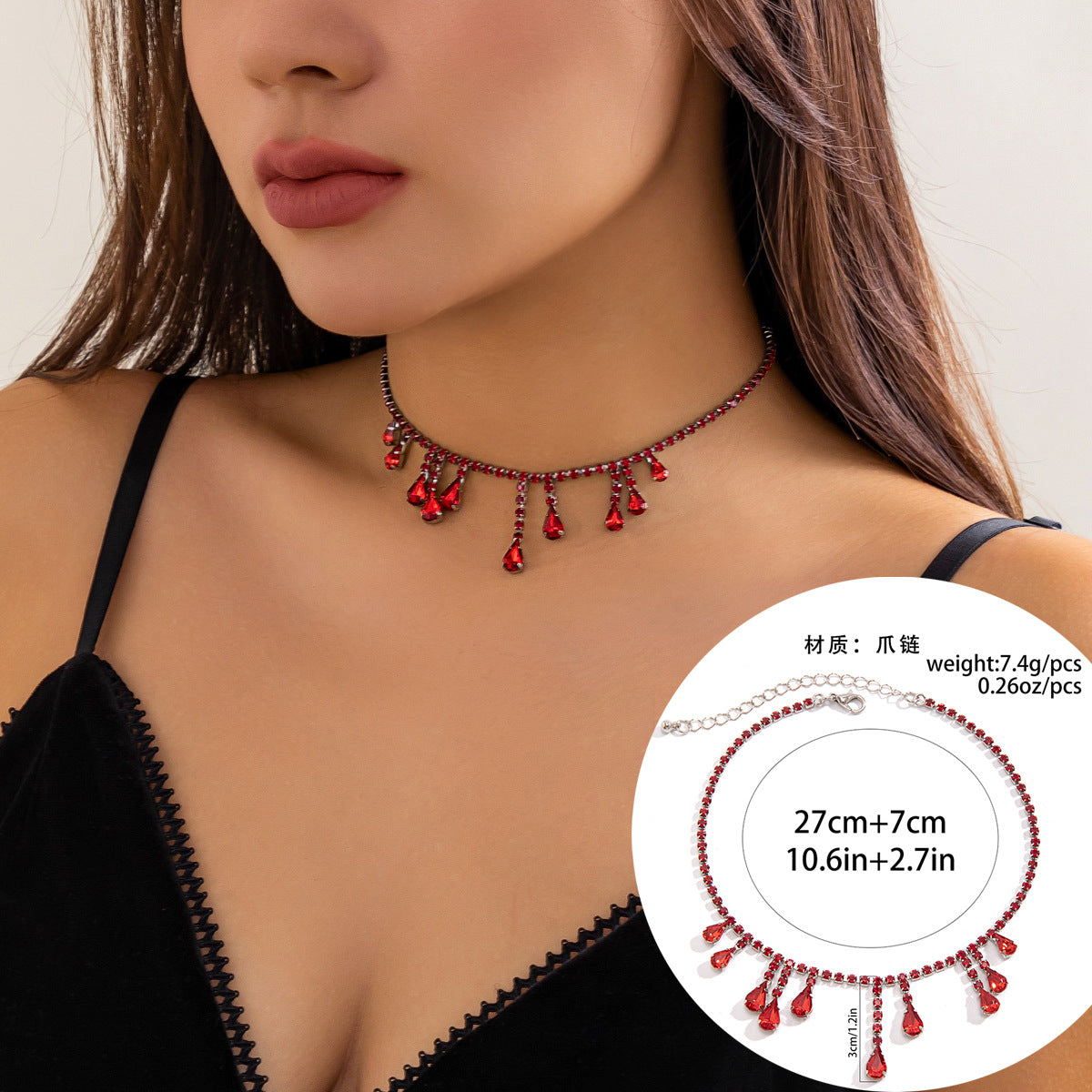 Gothic Style Multi-layer Necklace with Blood Dripping Tassels