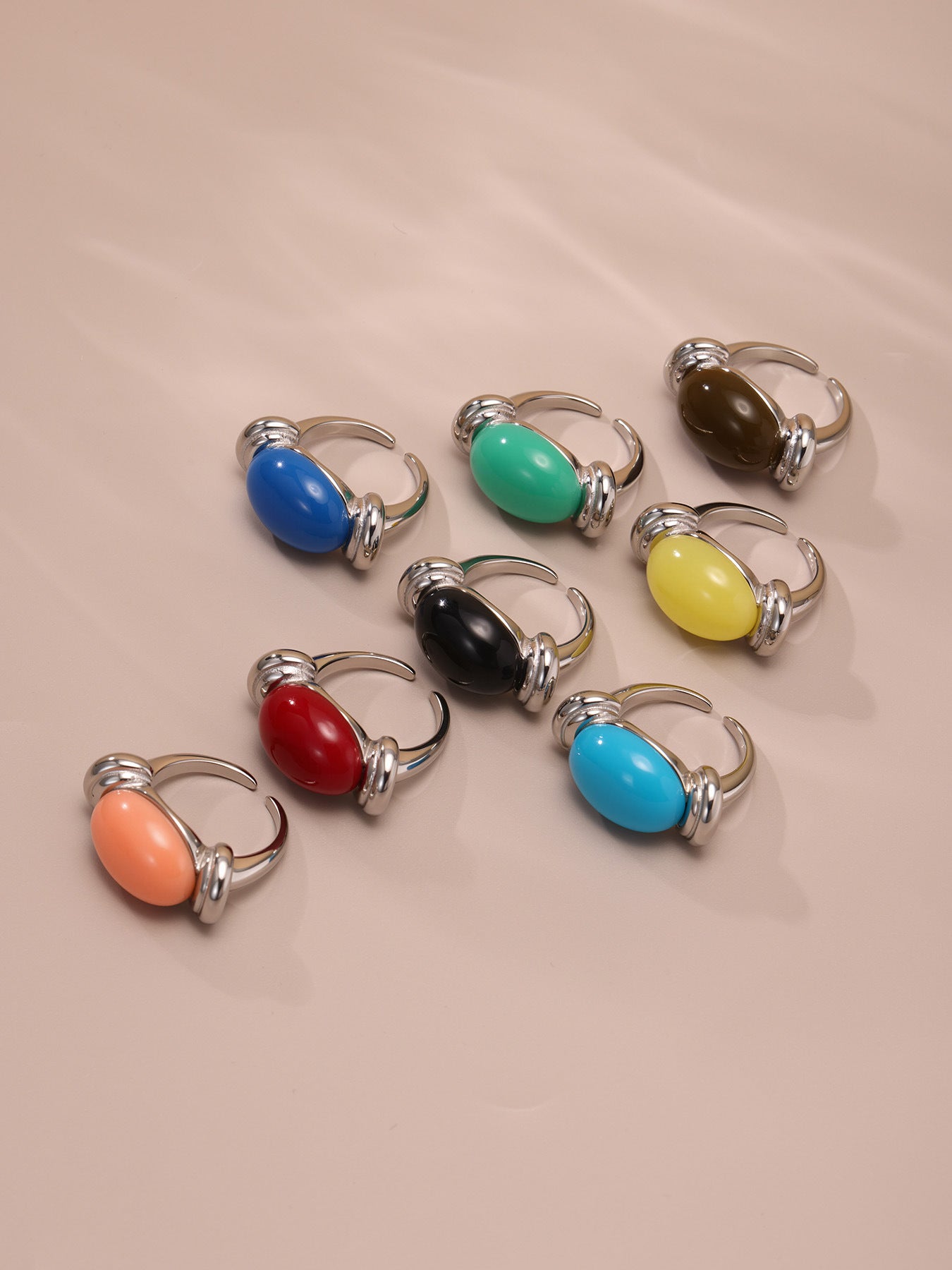 Planderful Oval Resin Ring Candy Color Women Fashion