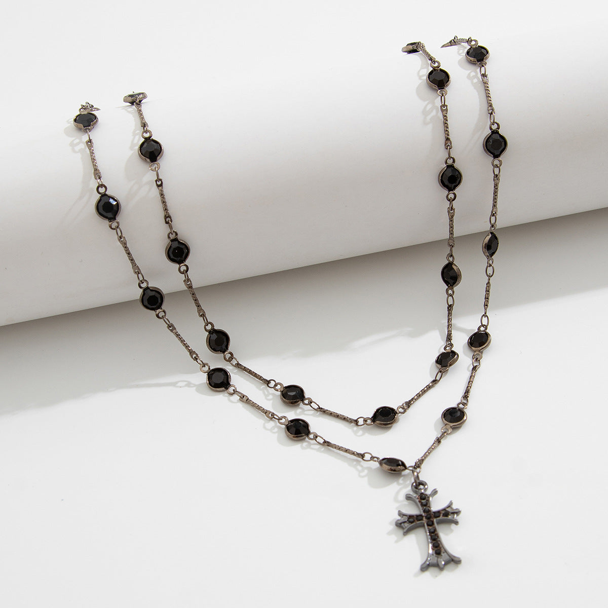 Gothic Cross & Star Rhinestone-Style Choker