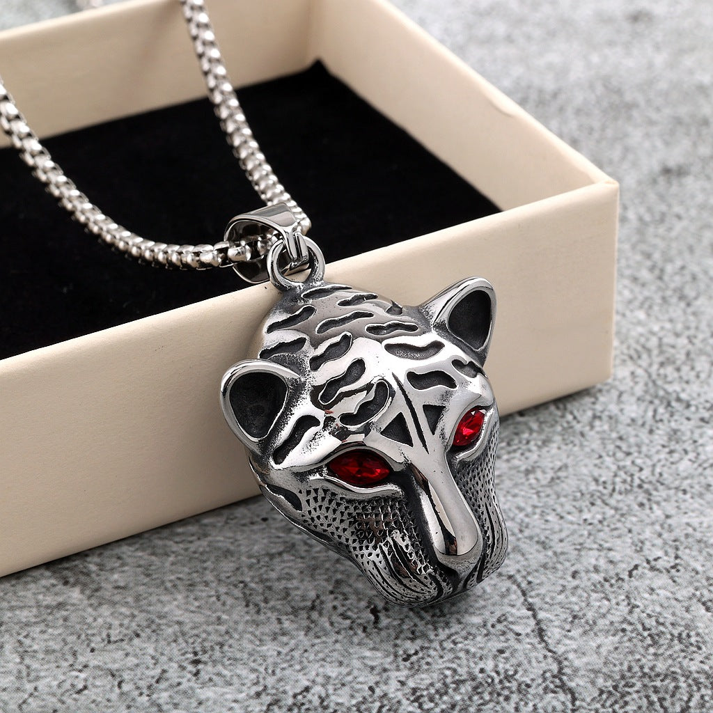 Vintage Lion Stainless Steel Pendant Necklace