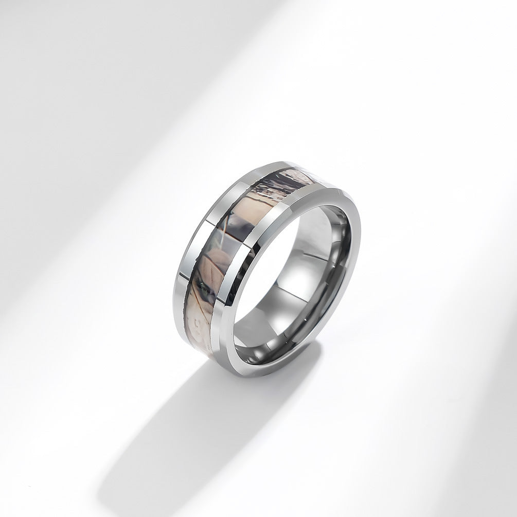 Tungsten Steel Inlaid Camouflage Men's Ring Jewelry