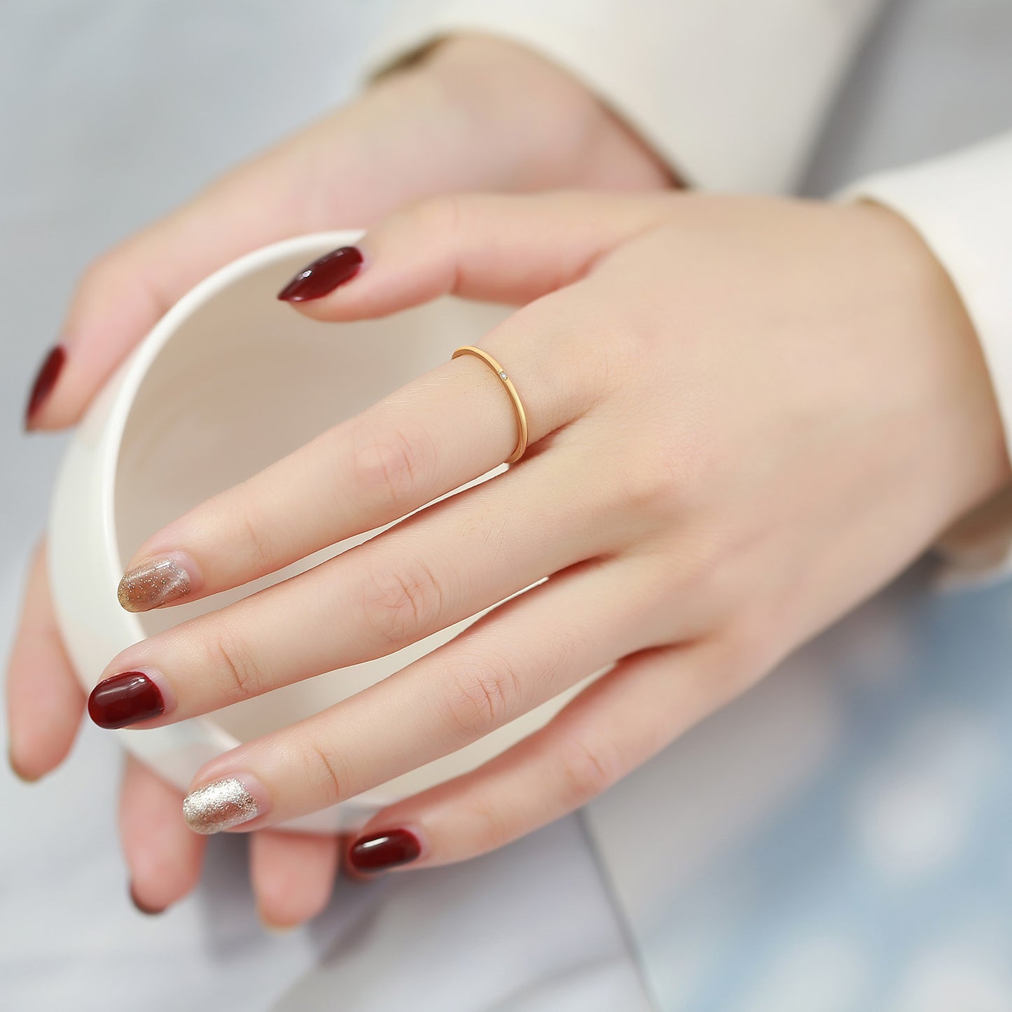 Jewelry Stainless Steel Zircon Ring Stacked Gold Ladies Jewelry