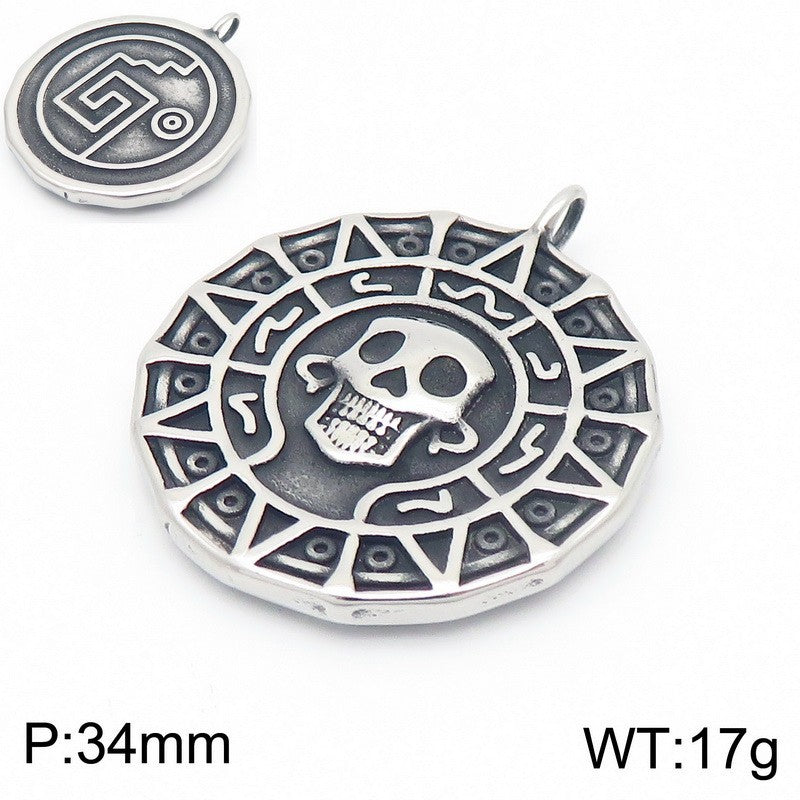 Film And Television Peripherals Pirates Of The Caribbean Skull Gold Coin Pendant, Retro Necklace