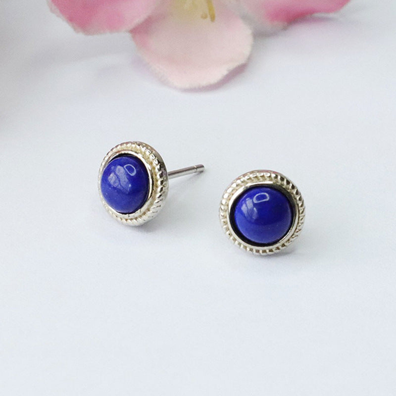 Lapis Lazuli 925 Silver Stud Earrings