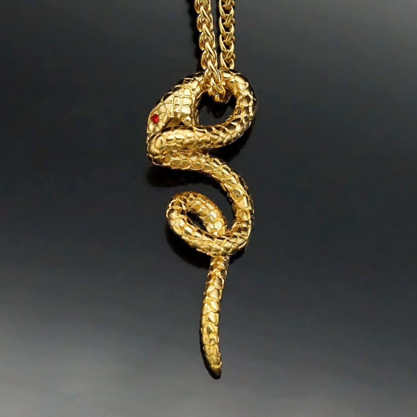 Planderful Snake Pendant Stainless Steel Gold Plated Unisex Necklace For Urban Hip Hop Fans Statement Jewelry