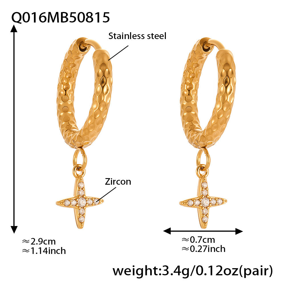 Planderful Zircon Cross Earrings Gold Plated Everyday Genie