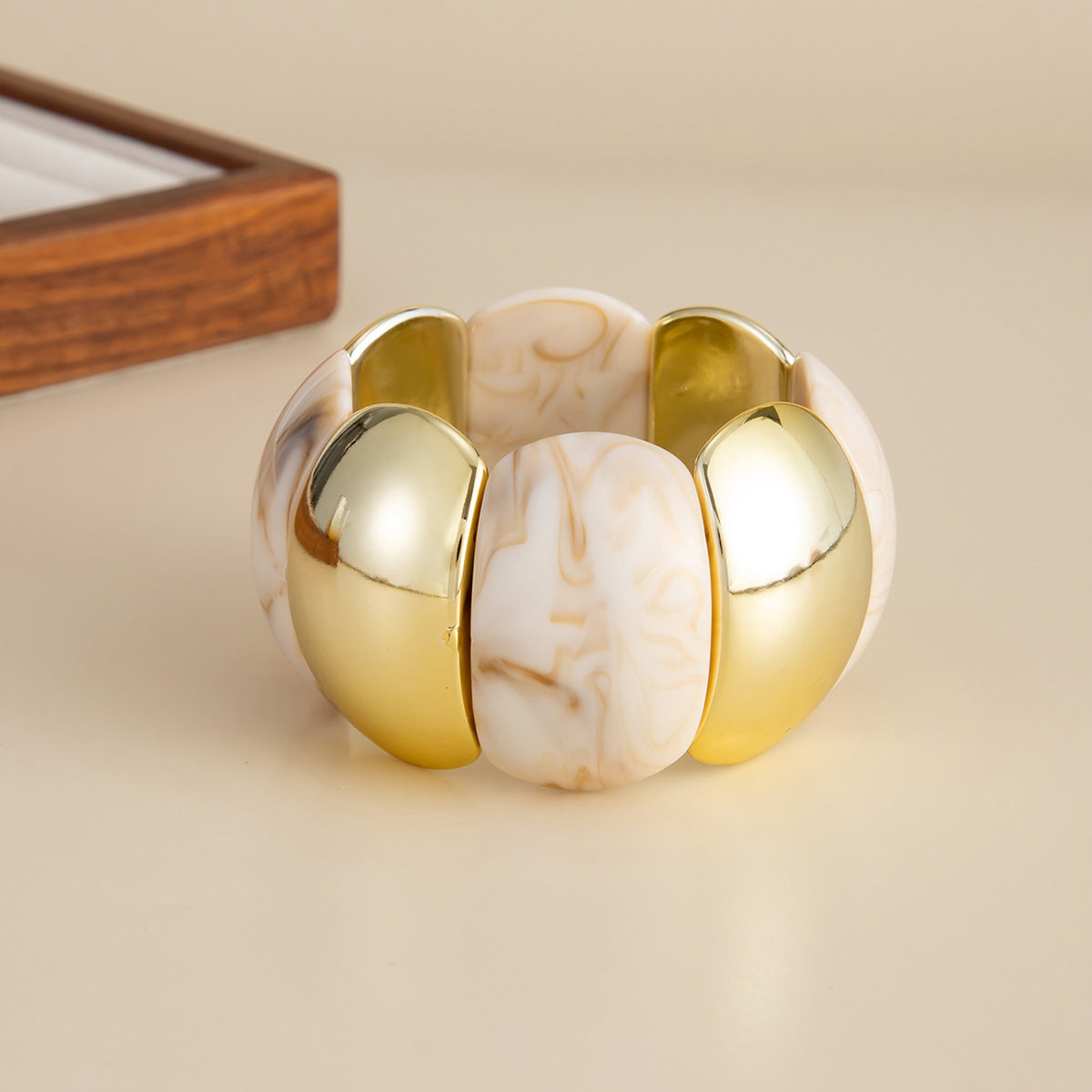 Retro Curved Geometric Splicing Bracelet Bracelet Imitation Pearl Special-Shaped Bracelet