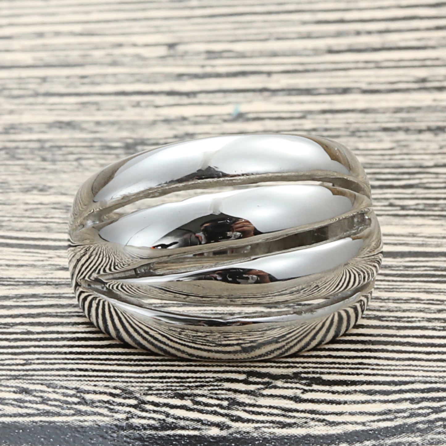 Titanium Steel Hollow Retro Ring for Men - Trendy Punk Style in European and American Design