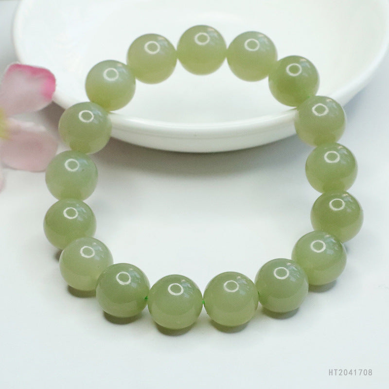 11 mm Lake Green Hetian Jade Bracelet