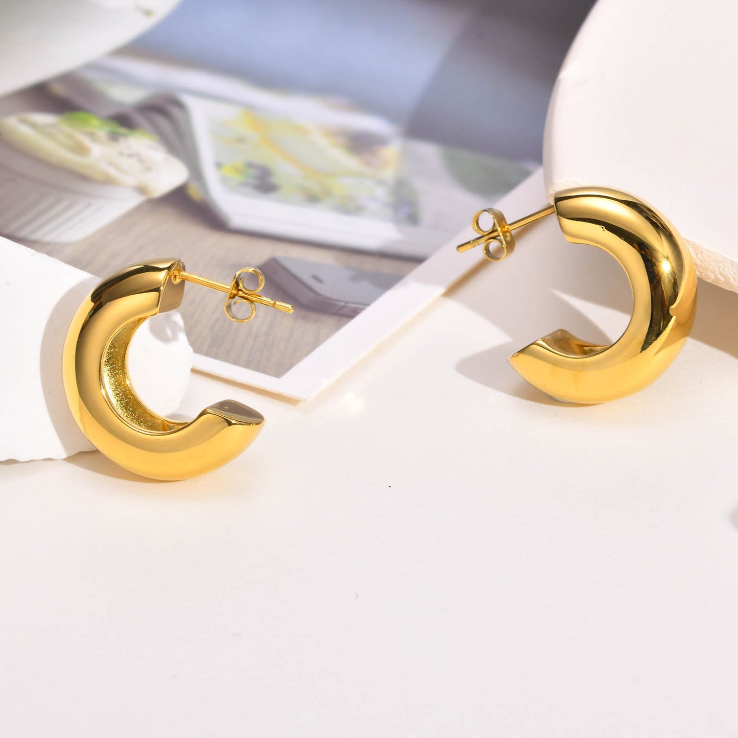 European And American Earrings C Shaped Gold Women's Wholesale