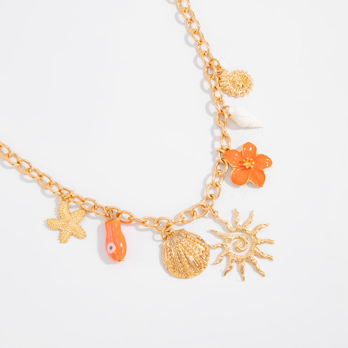 Shell, Seahorse & Fishtail Coastal Necklace