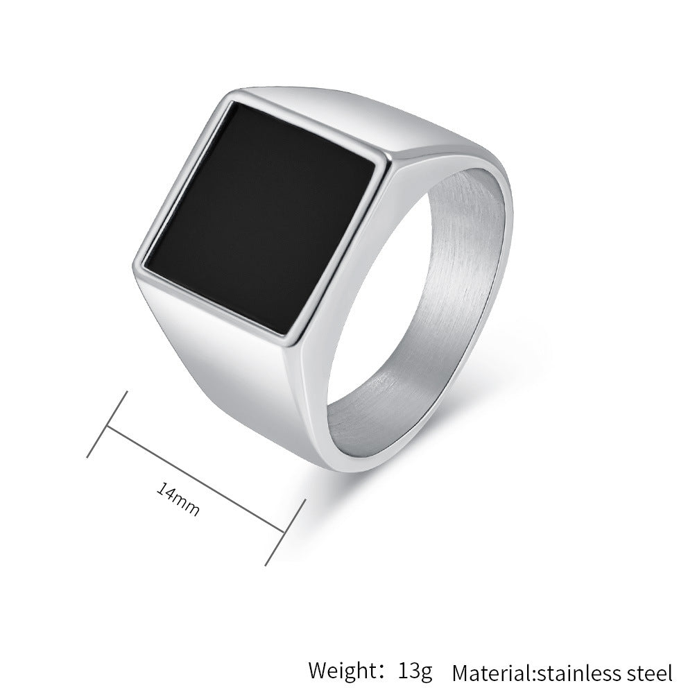 Planderful Titanium Steel Ring For Men Geometric Seal Design Light Luxury High End Jewelry