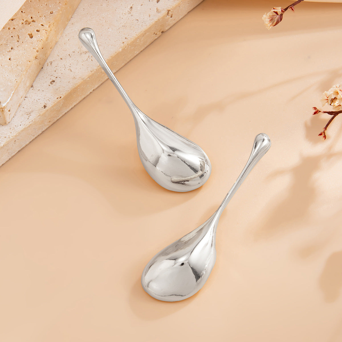 Planderful Vienna Verve Water Drop Earrings Statement Long Geometric Spoon Pendant For Modern Women